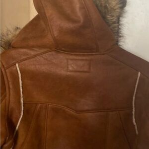 LEI Brown Hooded Jacket with Fur Trim L.e.i